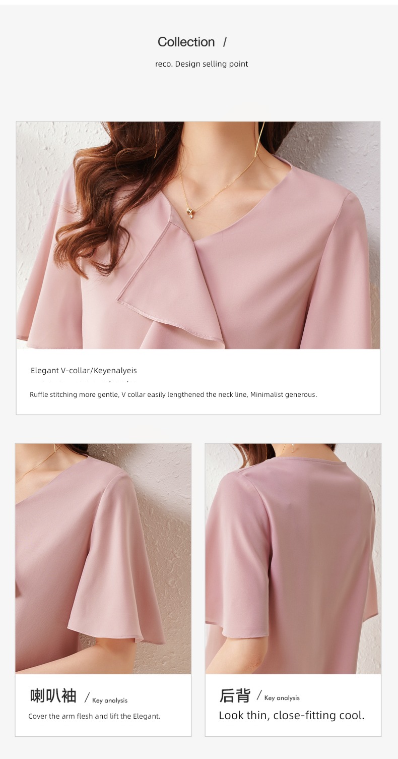 unique Sense of design Age reduction Ruffles Short sleeve Small shirt