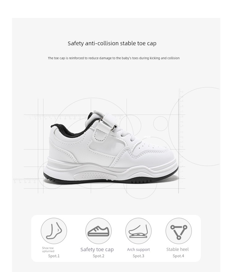 Abckids Kidsren's White Sneakers Boys' White Sneakers 2026 Spring & Fall New Style Student Girls' Shoes Versatile — 3
