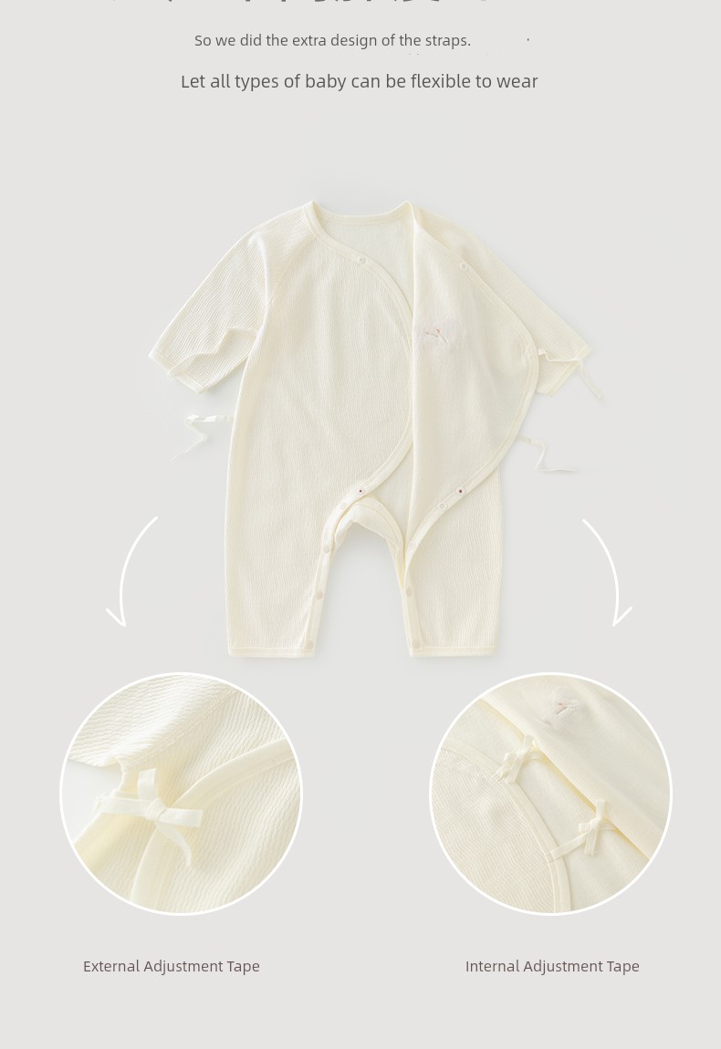 Guiqi Bear Newborn Spring and Autumn Long-Sleeve Romper Pure Cotton Monk-Style Clothes Baby Tie-Up Jumpsuit Autumn Outfit — 11