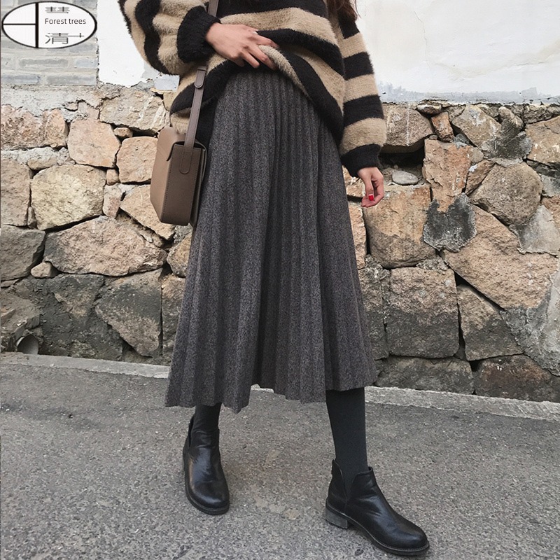 Cashmere knitting Medium and long term thickening With sweater skirt