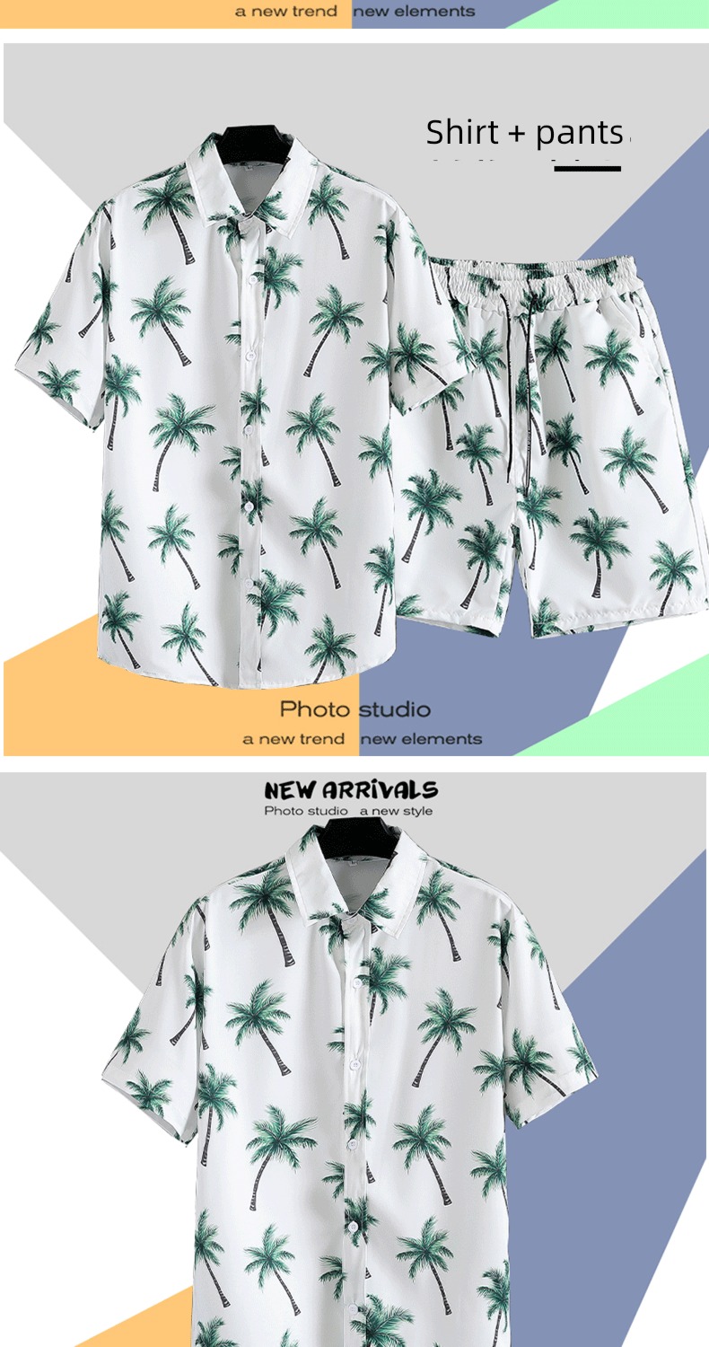 tide suit Hawaii on vacation seaside sandy beach Short sleeve