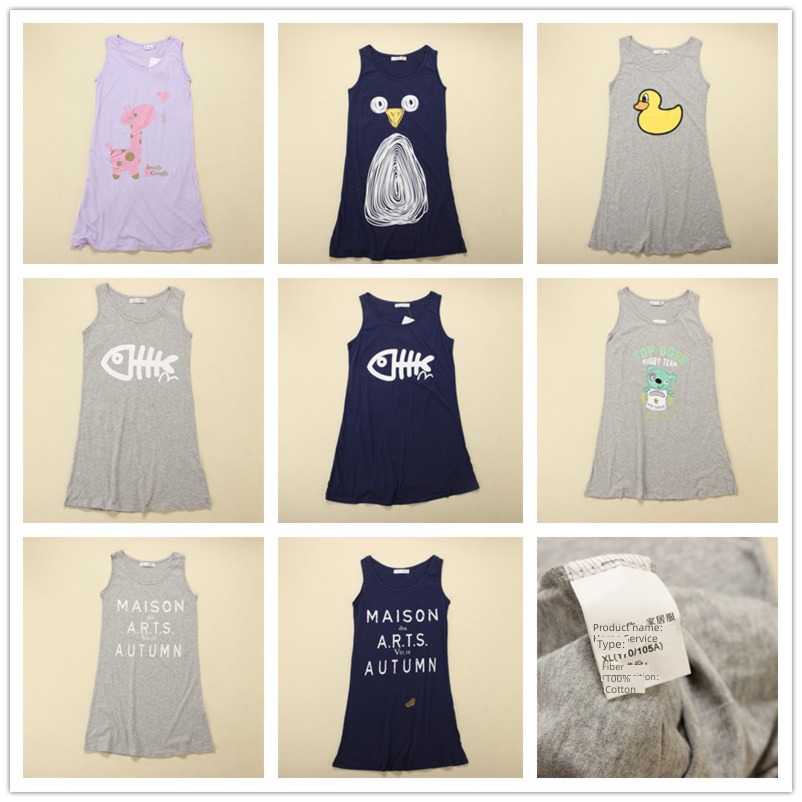 D441 Women Thin money Sleeveless pure cotton Big size Nightdress