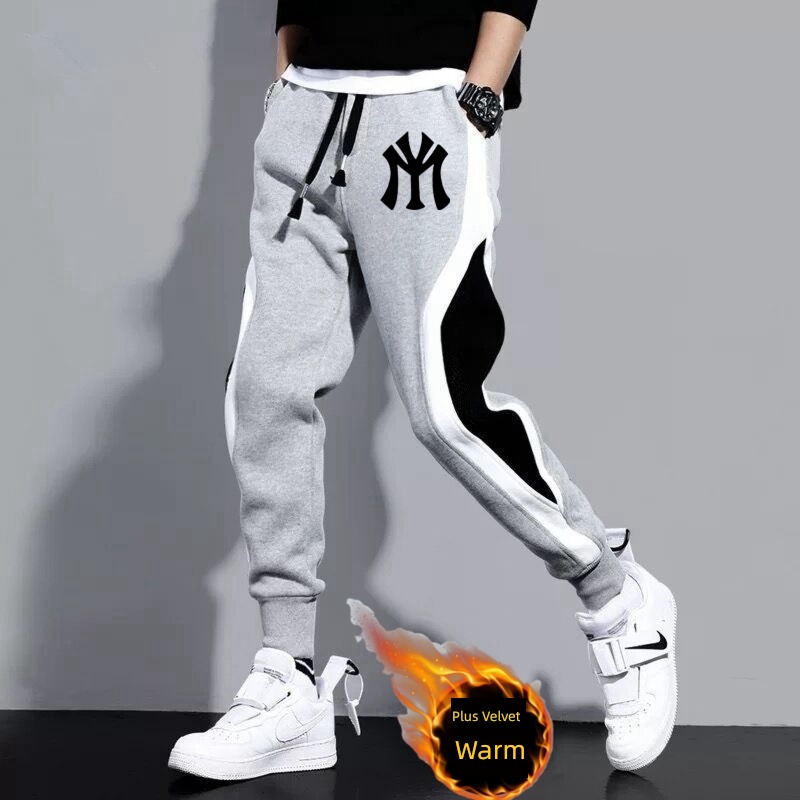 Bundle leg Chaopai leisure time Autumn and winter Plush thickening sweatpants