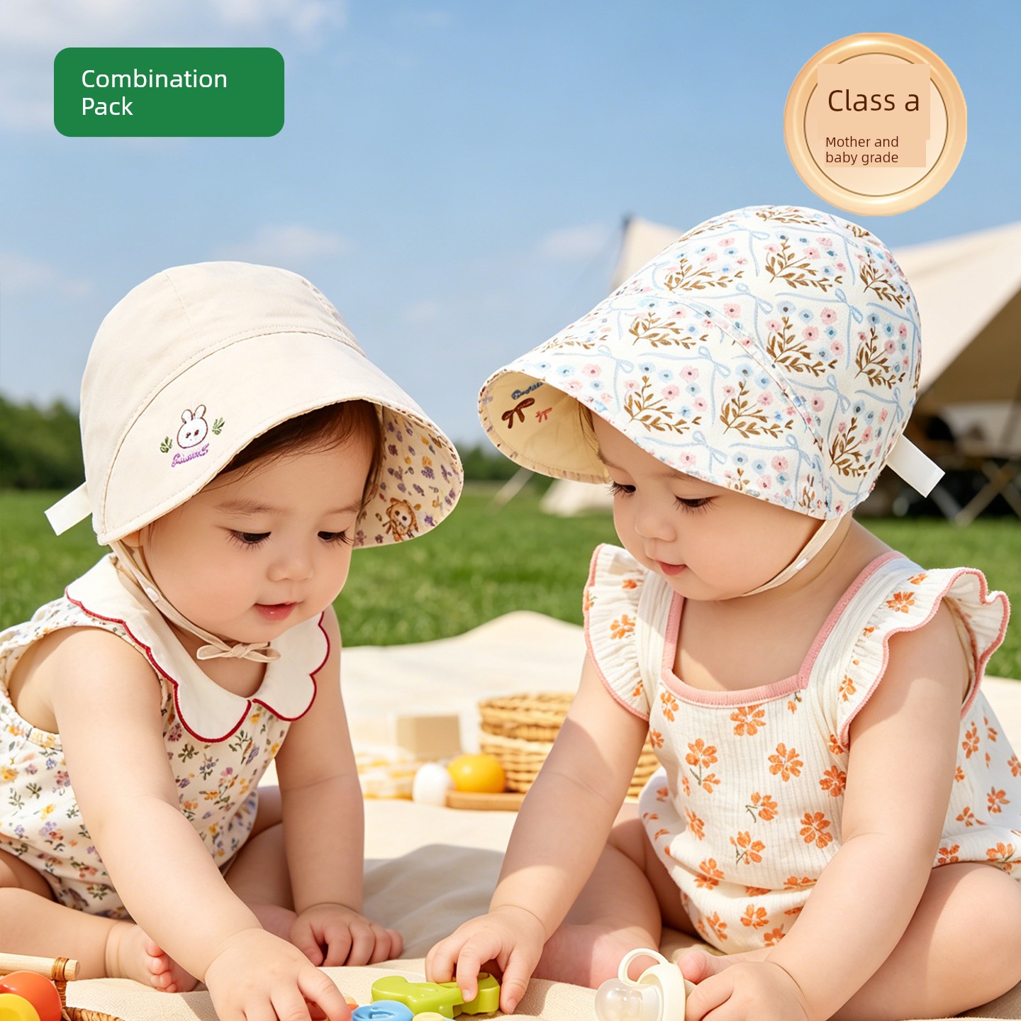 Baby Hat Summer Thin Sun Protection Hat Class a Pure Cotton Children's Sunshade Hat for Boys and Girls Newborns and Infants for Outdoor Use — 7
