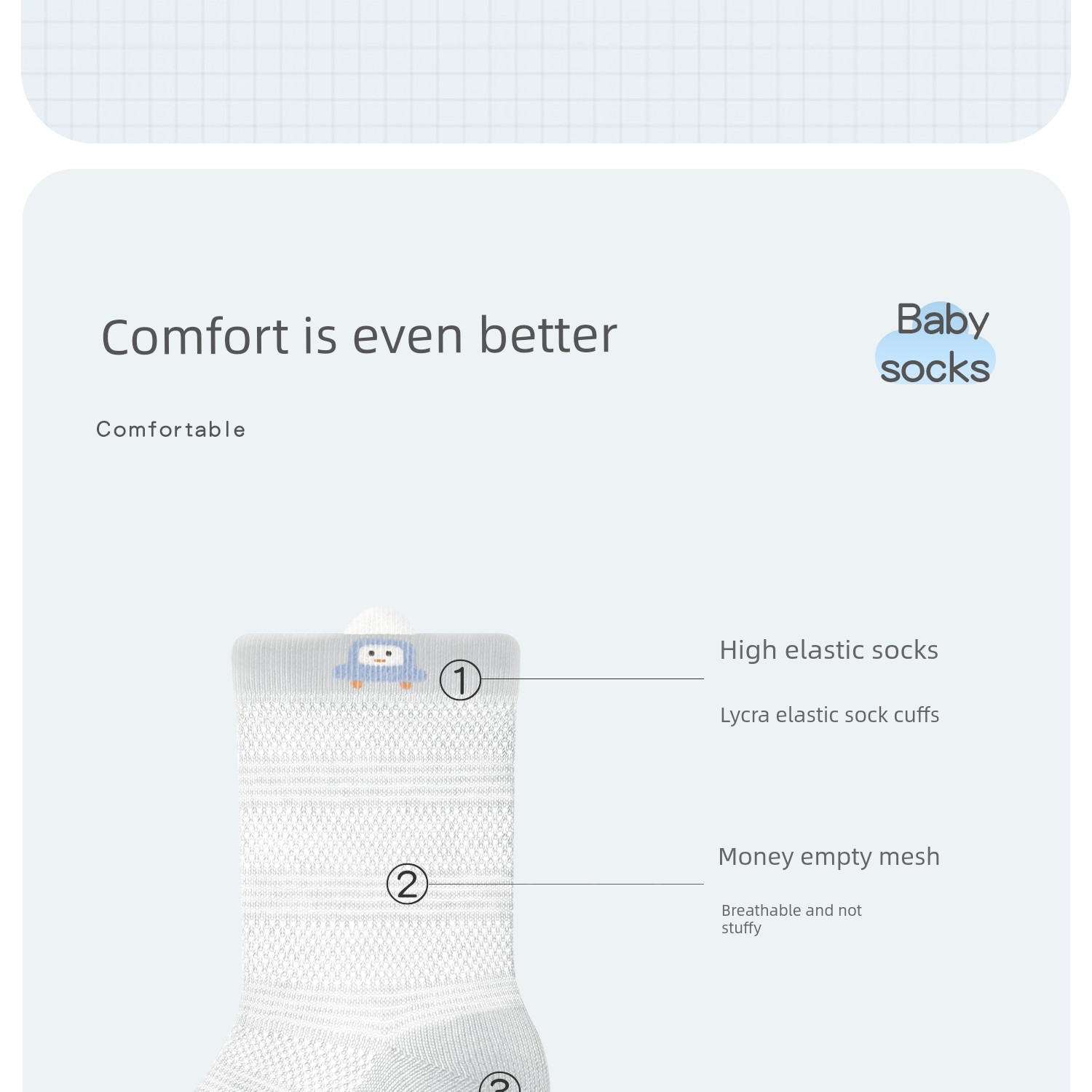 Baby Socks Spring and Summer Thin Cotton Socks Newborn Baby Mid-Calf Socks That Don'T Tighten the Legs Class a 0-3-6 Months Mesh Socks — 3