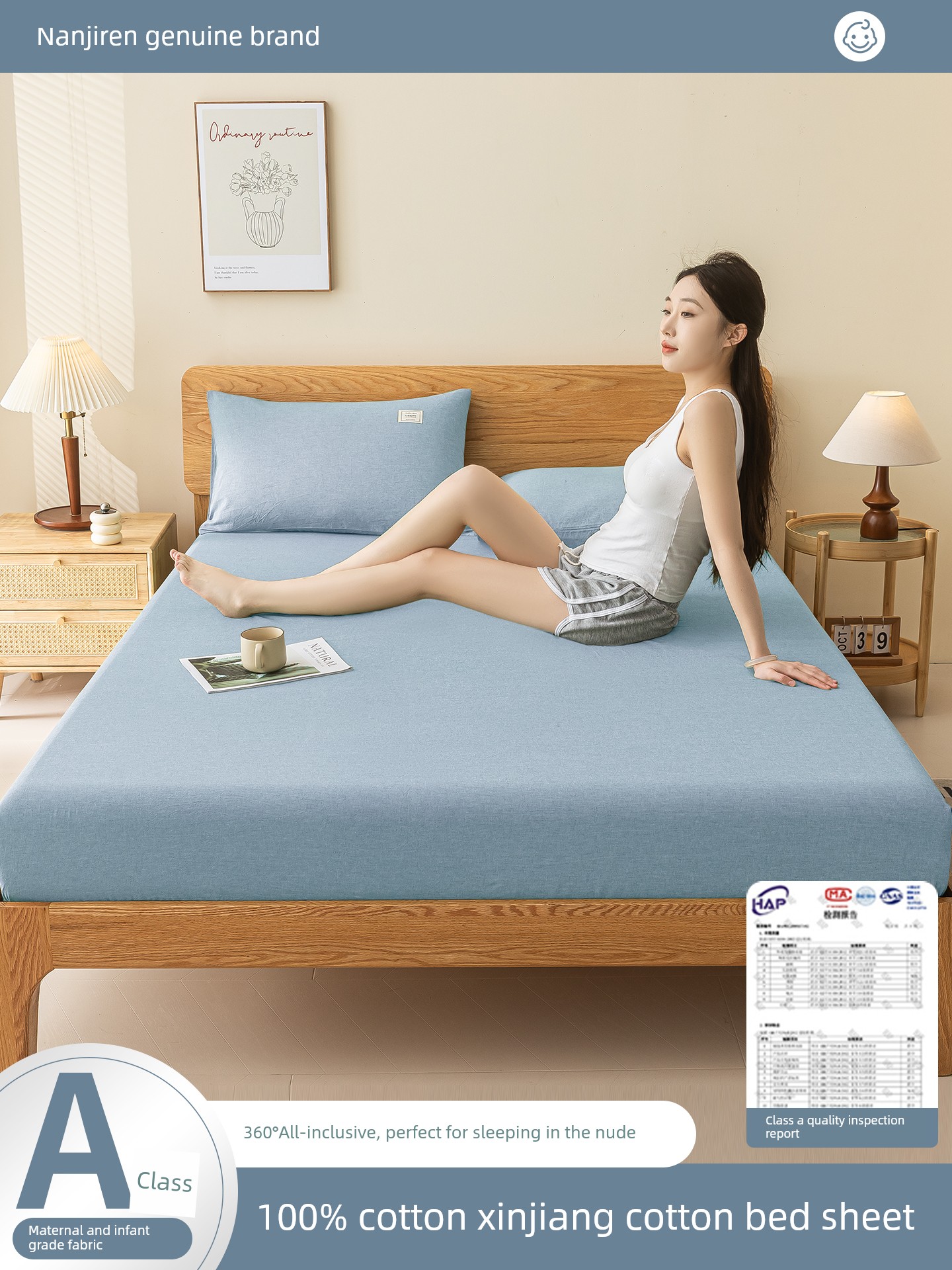 Full-Cotton Fitted Sheet Cover Single Piece Cotton Bed Sheets Dust Cover All-Inclusive Mattress Protective Cover 2025 New Arrival All Year Round Neutral