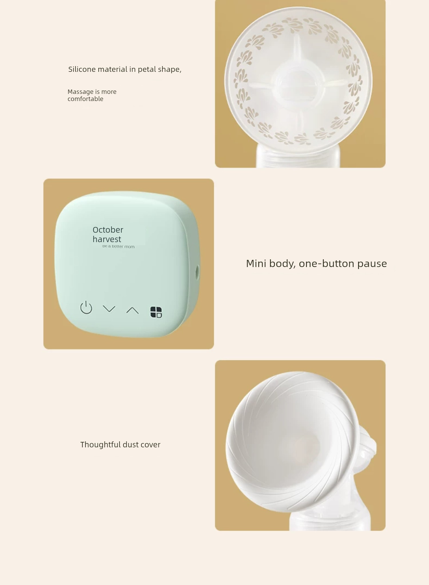 October Crystal Electric Breast Pump with Micro-Vibration Massage, Fully Automatic, Painless, Single-Side Breast Milk Extractor, Adjustable Frequency, — 9
