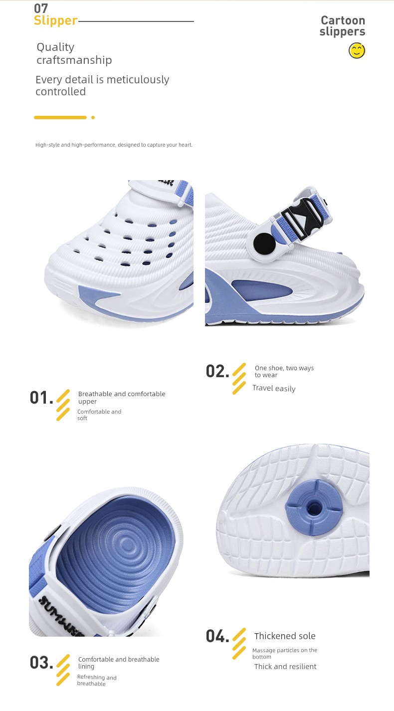 Children's Croc Shoes Boys' Two-Way Sandals 2026 New Summer Soft Sole Non-Slip Beach Slippers for Boys and Older Kids — 8