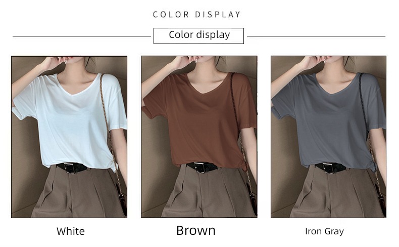 modal  easy Half sleeve Versatile Low collar jacket T-shirt