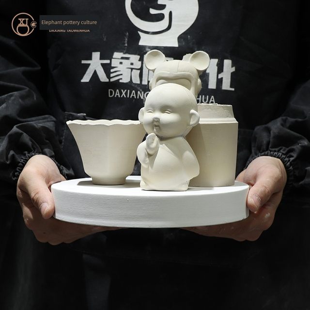 圆形方形手工雕刻石膏板陶艺吸水石膏坨美术学生diy 大象陶文化