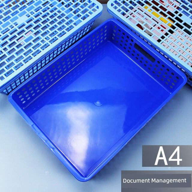 10-pack file frame accounting financial voucher storage basket bill basket office desk file blue plastic box multi-functional sorting data basket desktop supplies official documents basket a4 storage rack frame