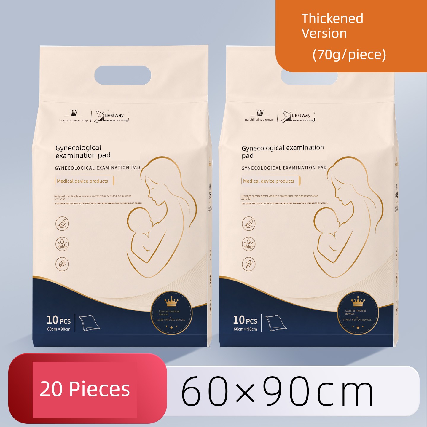 Haishi Hainuo Maternity Pads, Disposable Postpartum Urine Pads for Pregnant Women, Large Size Special 60X90 — 2