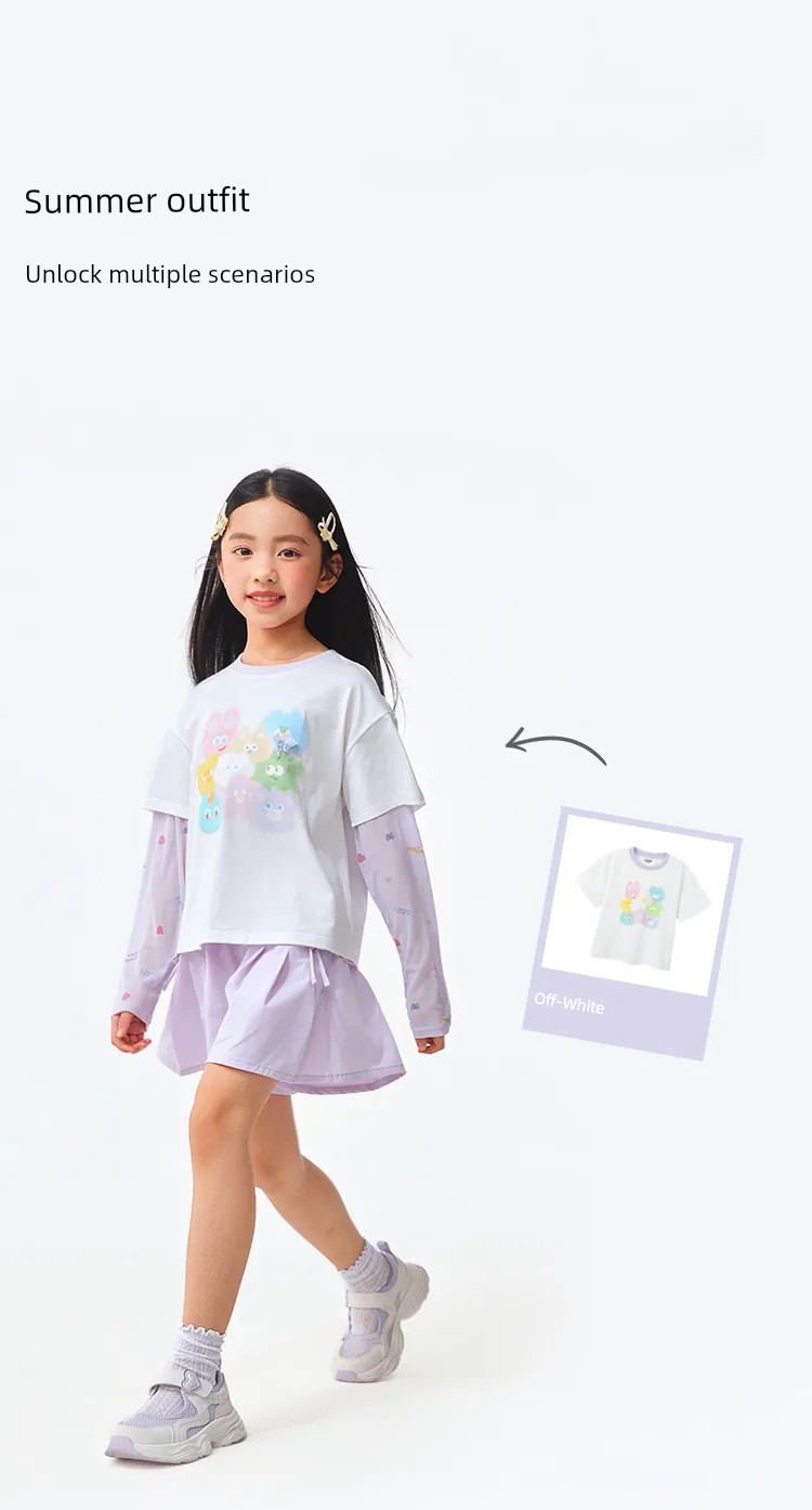 Semir Children's Short-Sleeve T-Shirt 2025 Summer New Style Comfortable Loose Printed Girls' Clothing with a Unique Design — 29