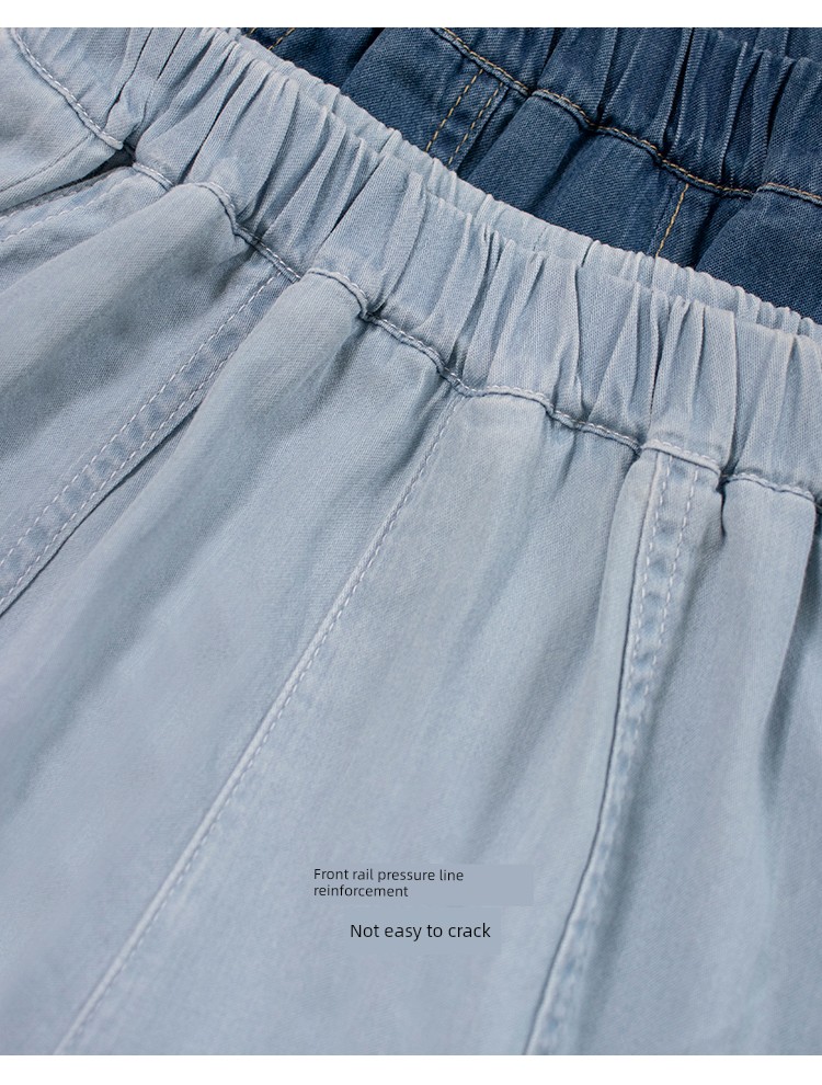 Soft Girls' Lyocell Cotton-Feel Denim Shorts, Loose Thin Denim Mid-Length Pants, 2026 Summer Style, Casual Pants for Older Children — 20