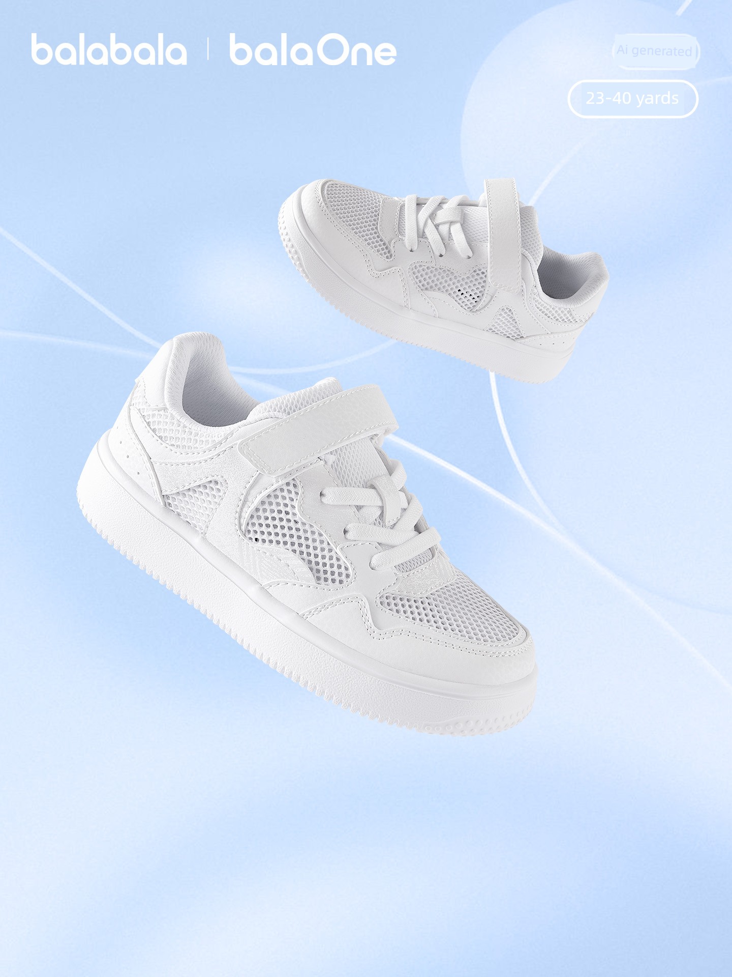 Balabala Children's Sneakers Low-Top Shoes for Boys and Girls White Shoes 2026 Summer New Thick-Soled Casual Mesh Shoes
