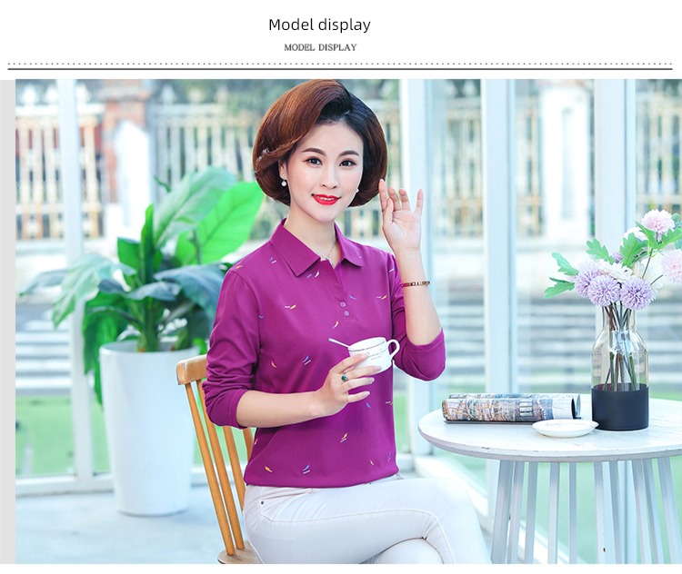 ma'am printing Autumn  Collar Undershirt Long sleeve T-shirt