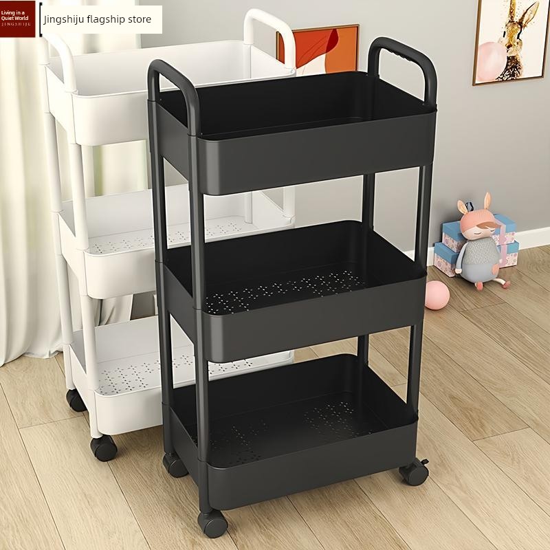 【Clearance Price】Small Cart Storage Rack Floor-Standing Kitchen Mobile Toy Bedroom Bedside Snack Storage Bookshelf