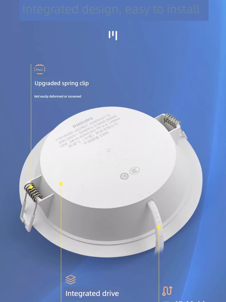 Philips Led Recessed Downlight 120mm Opening Commercial Ceiling Light Ultra-Thin High-Wattage Hole Light for Living Room and Corridor