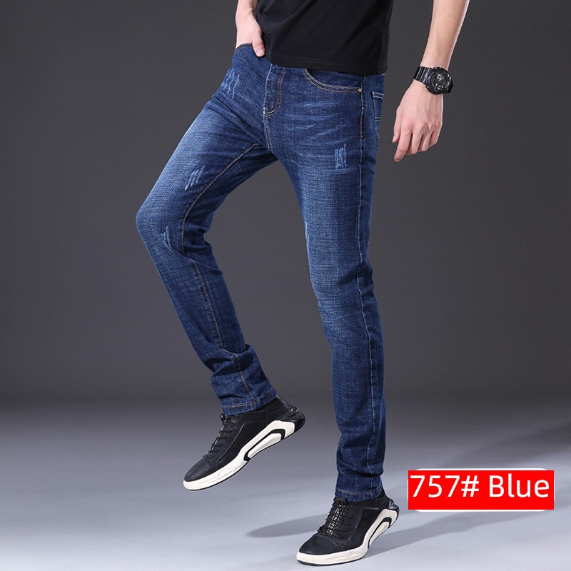 Straight cylinder Self-cultivation Little feet elastic force Men's style spring Jeans