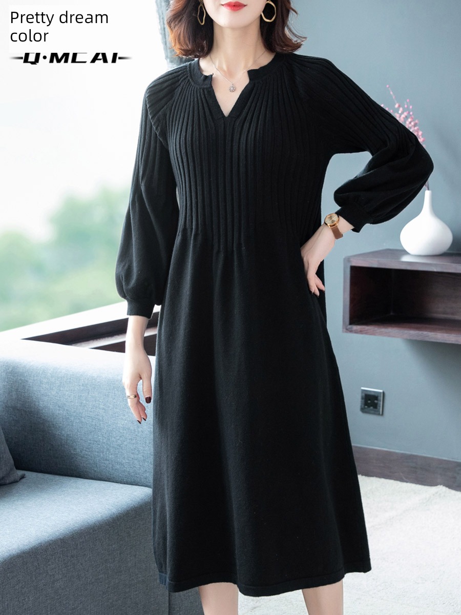 Your wife Light ripening wind middle age Cover the crotch knitting Dress