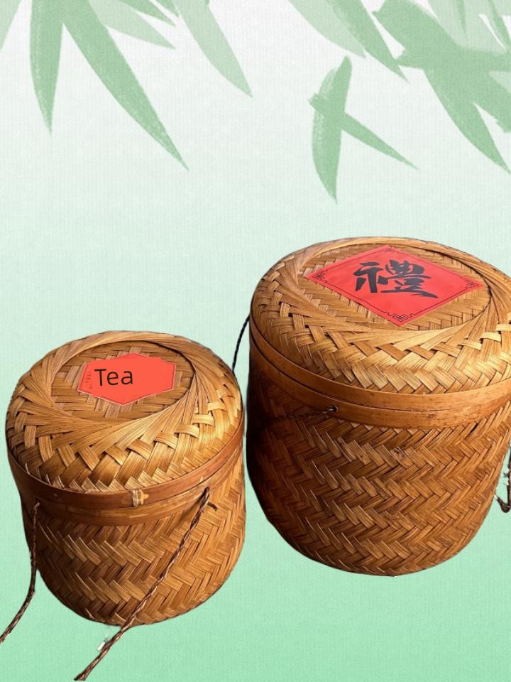 Vintage Bamboo Tea Box, White Tea, Black Tea, Pu'Er Tea, Tea Cake Packaging, Liubao Tea Basket, Guangxi Bamboo Basket, Distressed Bamboo Basket