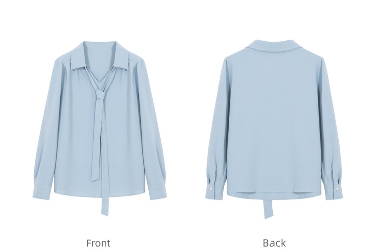Li xiaosa Fat mm Long sleeve temperament Sagging sensation Ribbon shirt