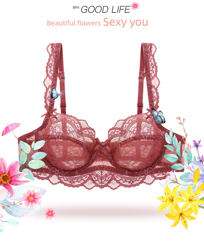 Bras sexy ultrathin paragraph Full transparency autumn Lace