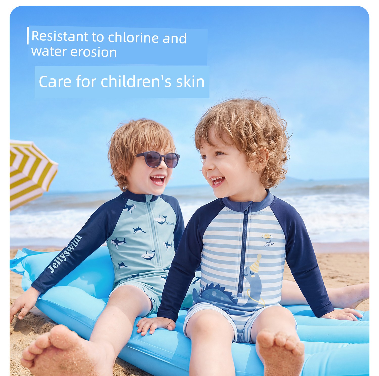 Quick-Drying Sun Protection Children's Separates Shark Long Sleeves Swimsuit — 13