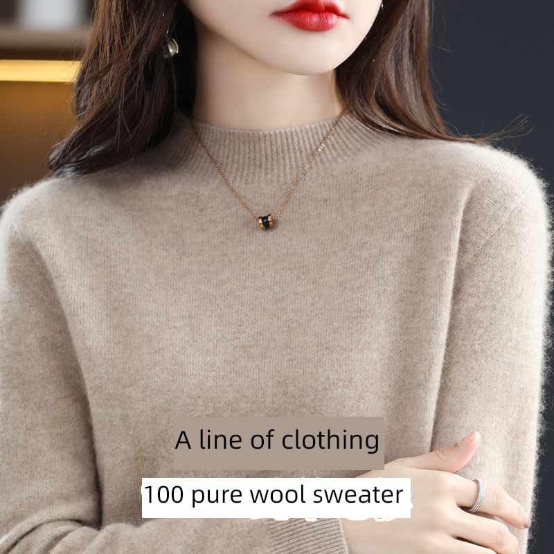 Half high collar Pure wool knitting Undershirt frontline Ready to wear
