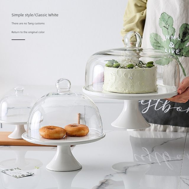 Ins Minimalist ceramic cake plate wedding birthday dessert plate high-foot cake tray baking cake pan dessert rack