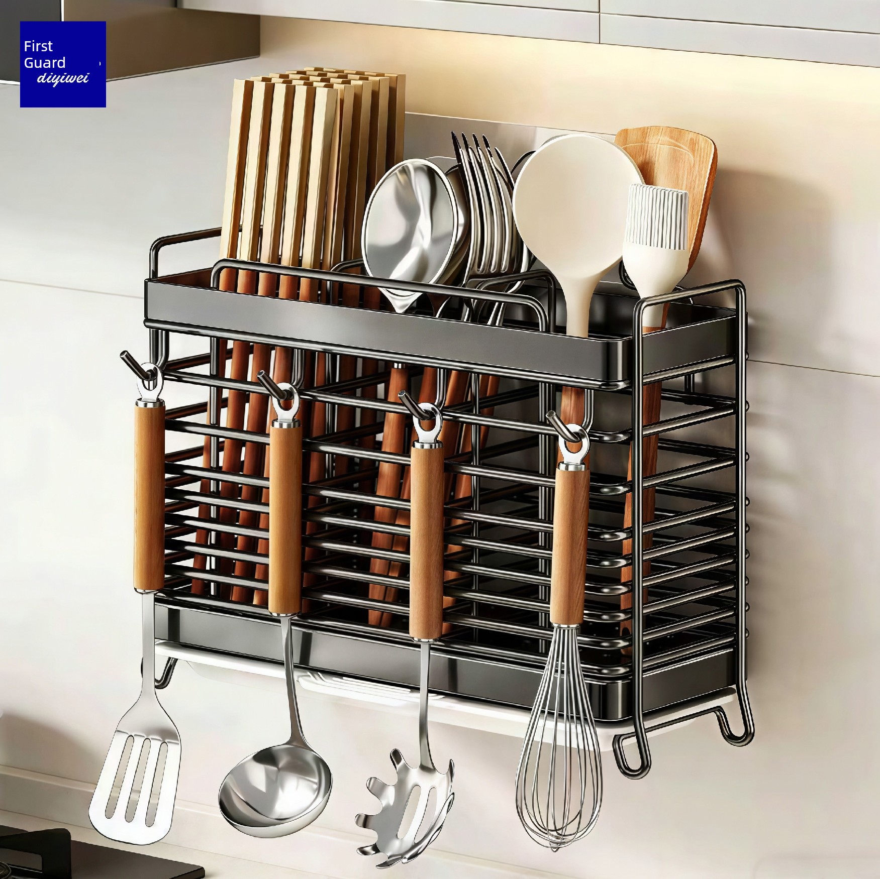 High-Quality Stainless Steel Chopstick Holder, Wall-Mounted, No-Drill Chopstick Cage Storage Box, Chopstick Basket Rack, Ventilated and Water-Draining