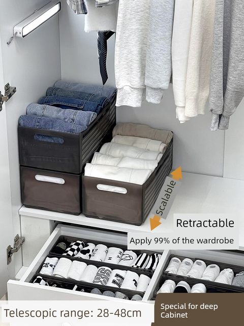 Deep cabinet storage box wardrobe lattice storage pulling layer storage artifact underwear underwear sorting box washbasin stand