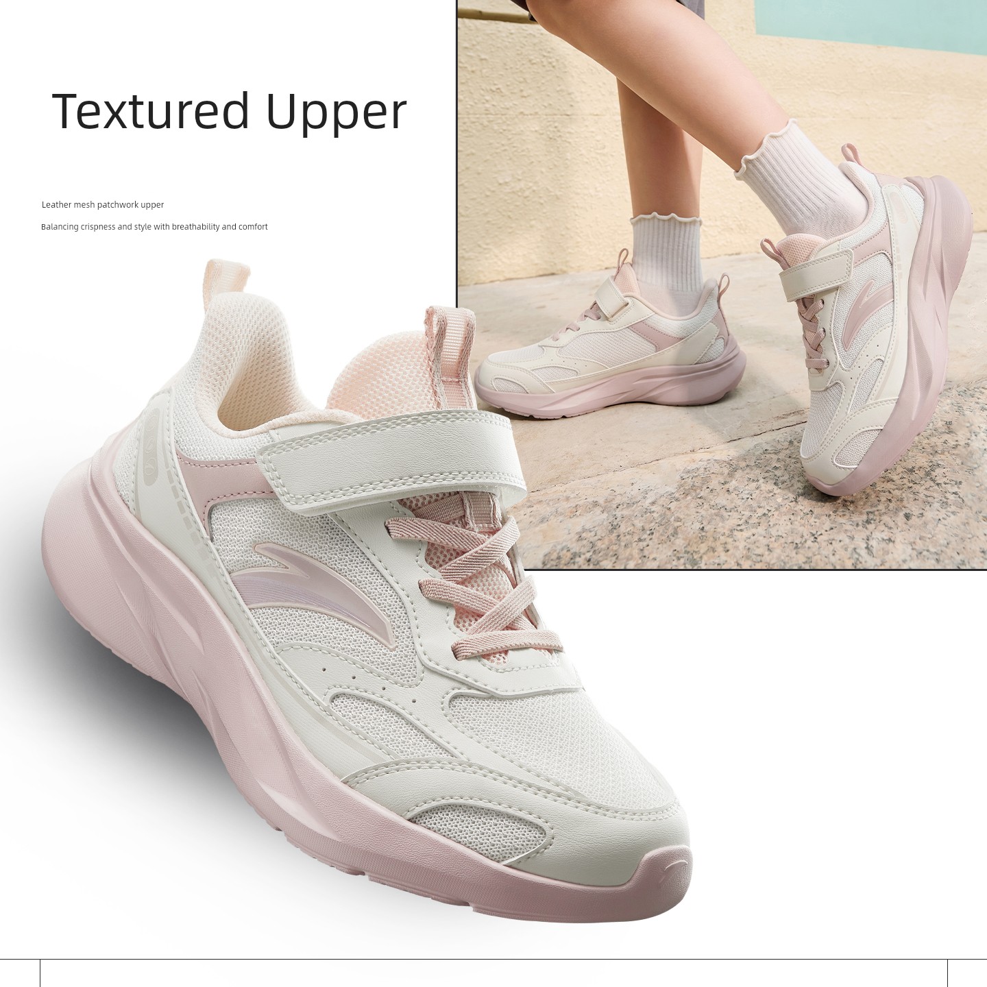 Anta Children's Linfeng Girls' Running Shoes 2026 New Model Running Sports Shoes for Kids Campus Sports Training Lightweight and Comfortable