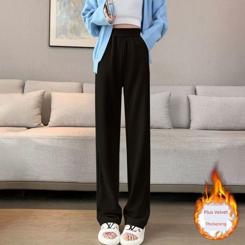 chenille  Cotton wool female Autumn and winter leisure time thickening Wide leg pants