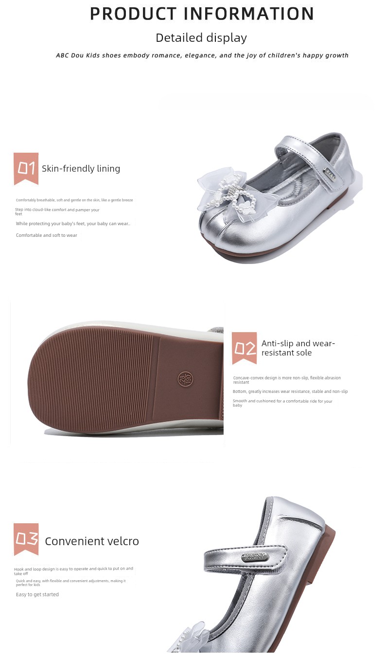 Zhuoshini Girls' Princess Shoes, Kidsren's Shoes, New Spring & Fall Leather Shoes, Little Girls' Silver Flats, Soft Soles with Skirts — 12