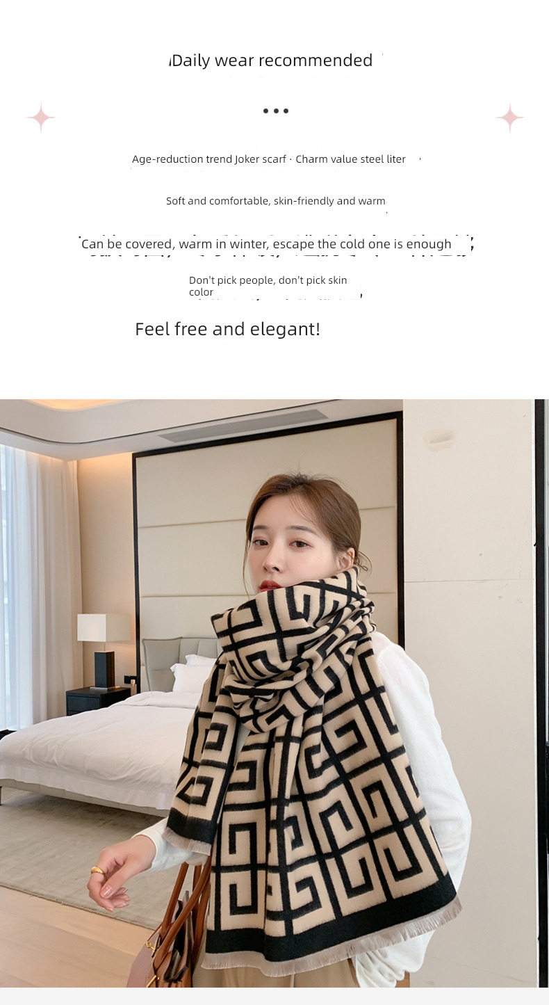 female winter ins Dual purpose thickening lattice keep out the cold scarf
