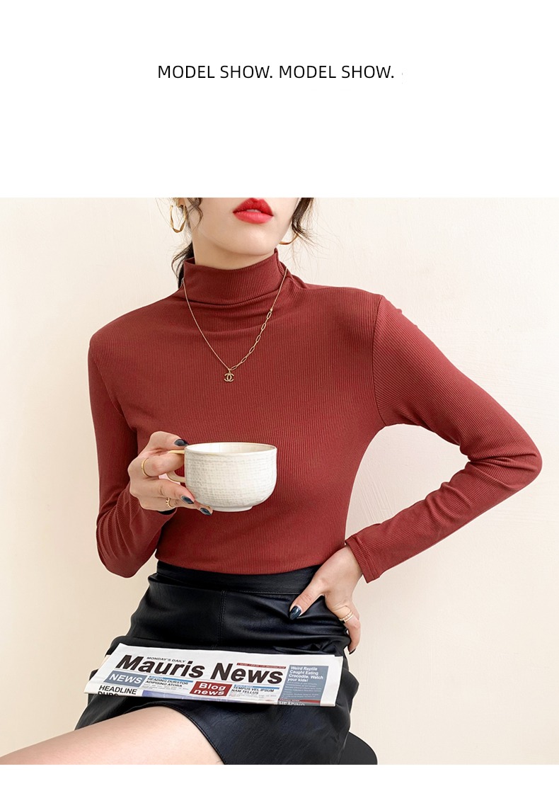 thread Foreign style Middle collar Skin friendly soft jacket Undershirt
