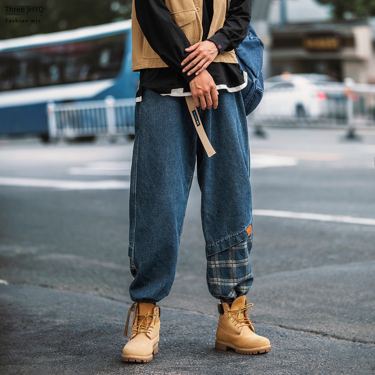Purify eyeball ins Foot mouth Splicing Hip hop Jeans