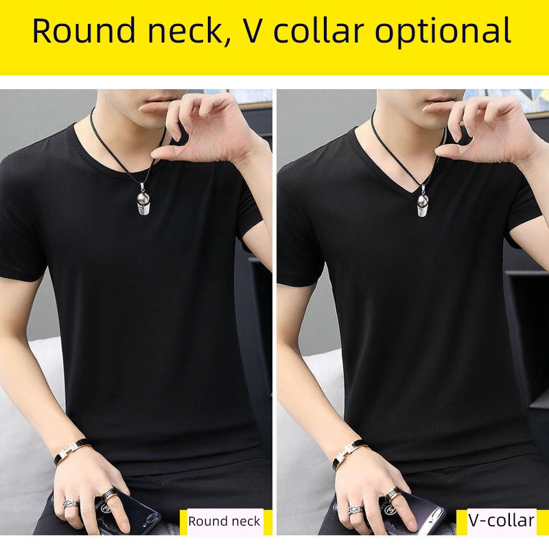 Pure white Big size Undershirt Tight fitting Short sleeve T-shirt