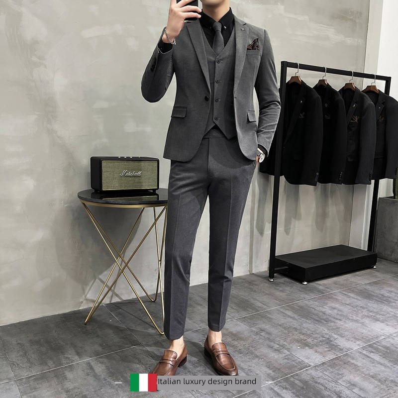 British leisure Self-cultivation handsome autumn groom man 's suit