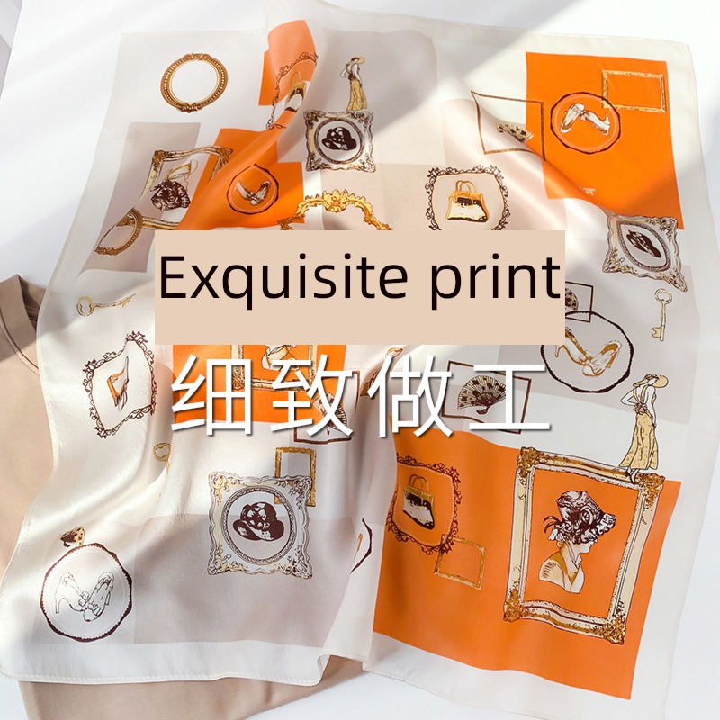 Small square towel Sliver female summer Neck protection shirt real silk