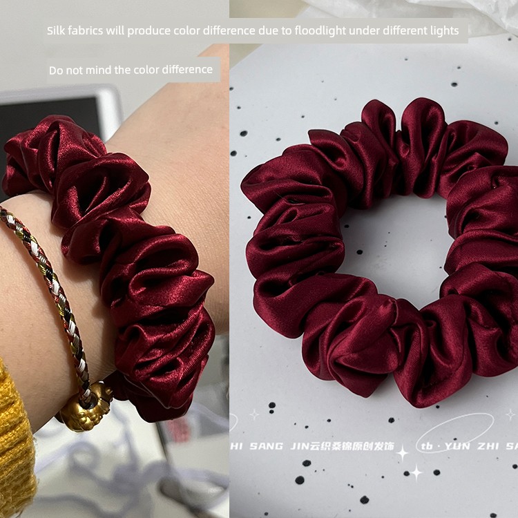 30mm Silk Scrunchie 4cm Hair Tie 100% Mulberry Silk Heavy-Duty Thickened High-End Vintage Hair Rope Hair Accessory — 3