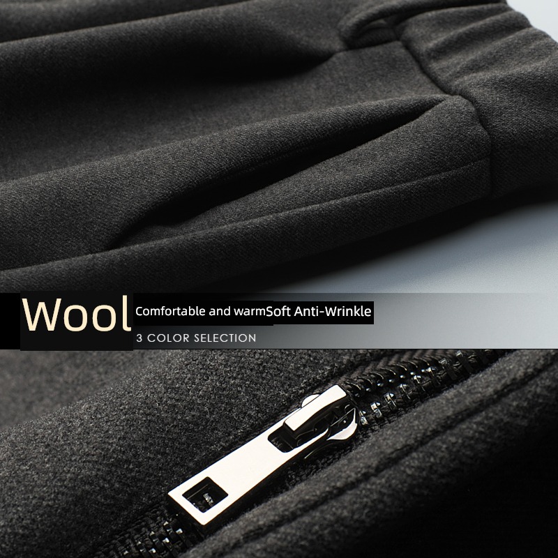 tide Autumn and winter Wool Versatile thickening men's wear trousers