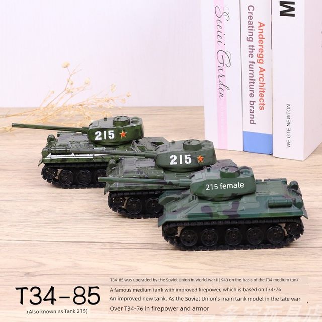 T34坦克车模型金属仿真二战苏联合金小摆件儿童男孩玩具履带可动