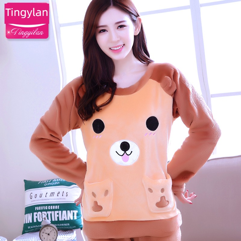 female Flannel Korean version Sweet and lovely princess pajamas