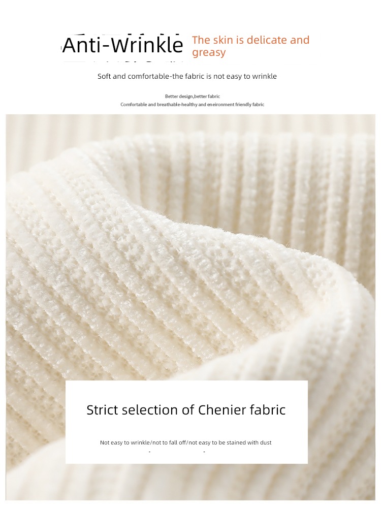 chenille  female Autumn and winter High waist white Plush Wide leg pants