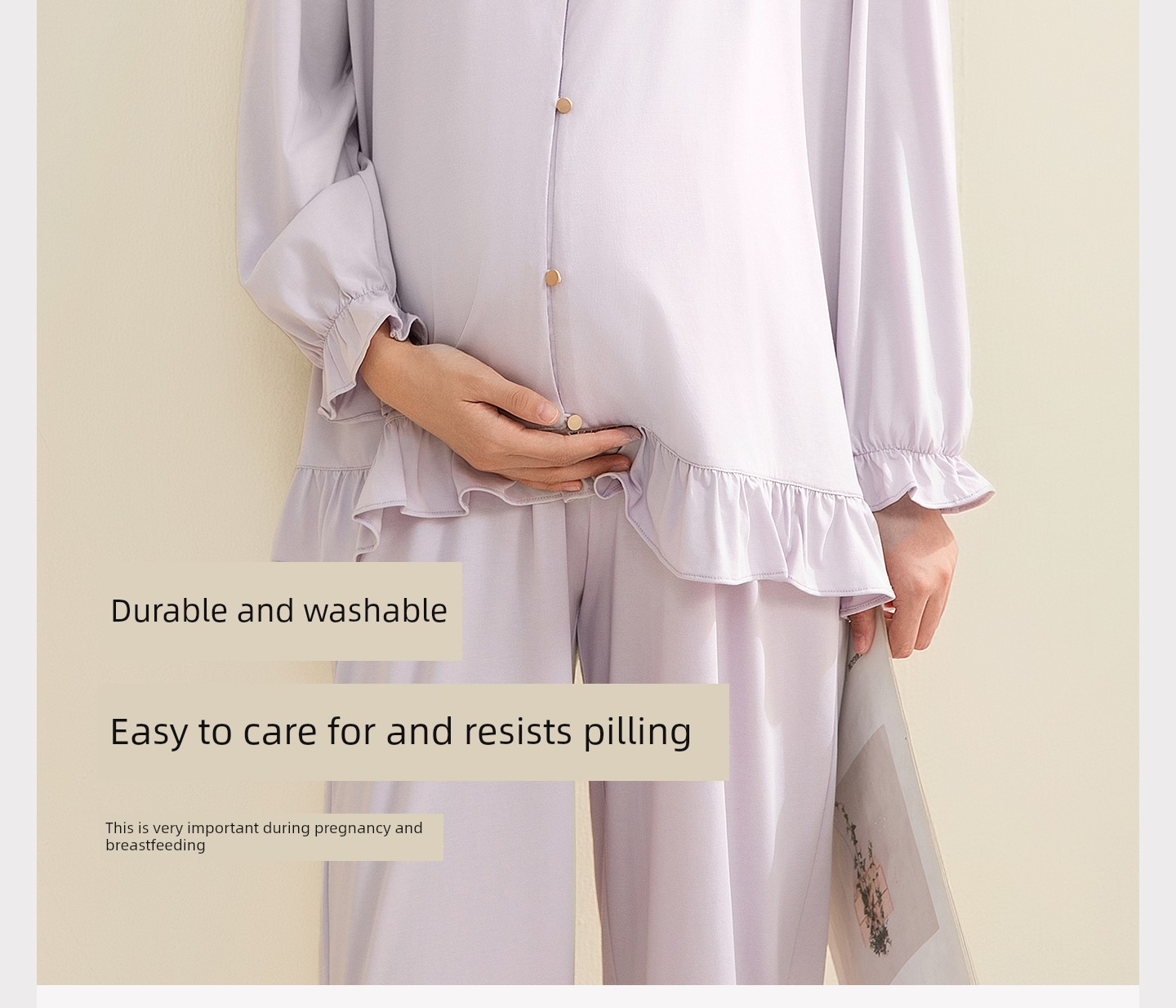 Gongxun Modal Postpartum Pajamas, Home Wear, Thin Style for All Seasons, Antibacterial Nursing and Breastfeeding Clothing Set for Pregnant Women — 32