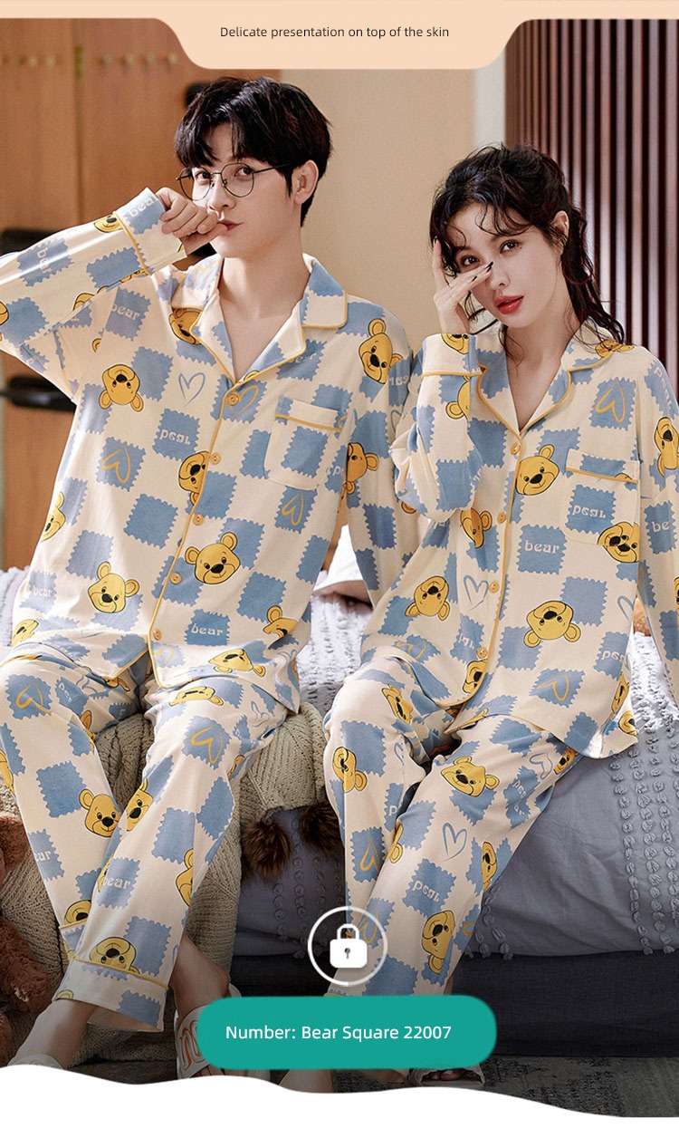 Spring and Autumn pure cotton Han Fan Cartoon female lovers pajamas