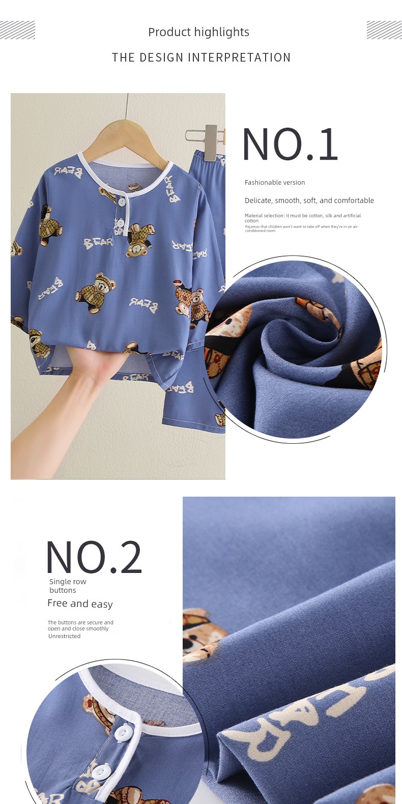 Cotton Silk Children's Pajamas for Girls, New Summer Set, Boys' Cartoon Cotton Silk Thin Air-Conditioned Clothes, Home Wear — 7