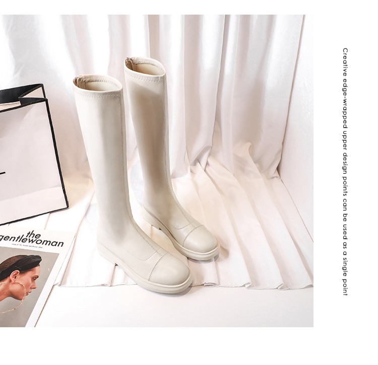 white Below the knee elastic force Show thin little chap Boots